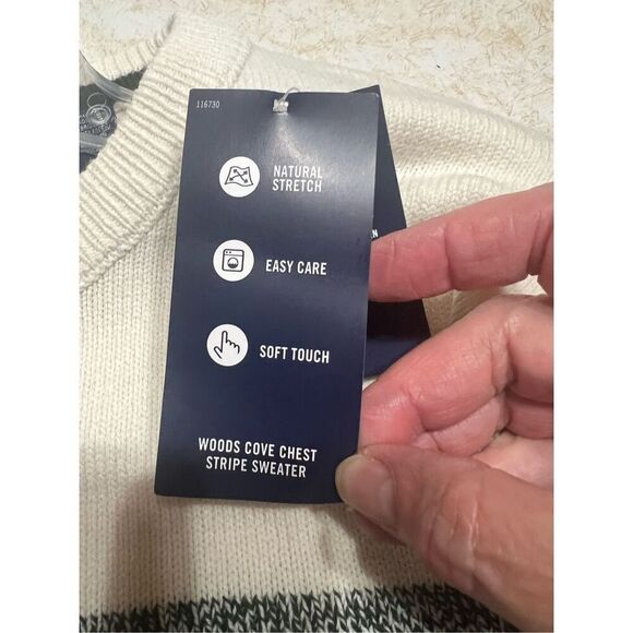 Izod Mens Vanilla Ice/Green  Crewneck  Sweater Sz L NWT - Picture 4 of 9